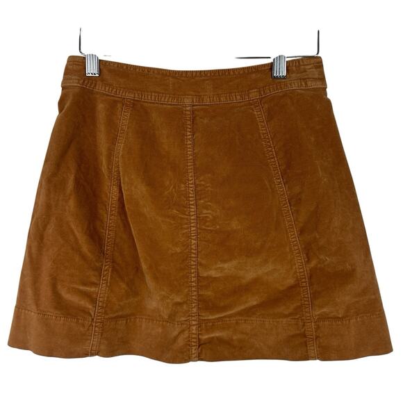 Madewell Skirt Women Size 0 Velveteen Snap Mini Brown Pumpkin Spice Western Boho - Picture 3 of 11